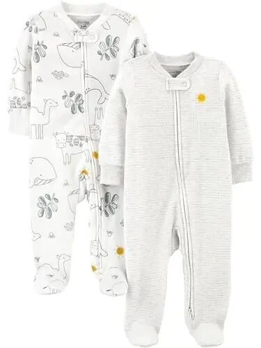 Simple Joys by Carter's Baby Boys' 2-way Zip Thermal Footed Sleep and Play, Pack of 2 - Simple