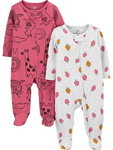 Simple Joys by Carter's Baby Girls' 2-Way Zip Thermal Footed Sleep and Play, Pack of 2 - 17