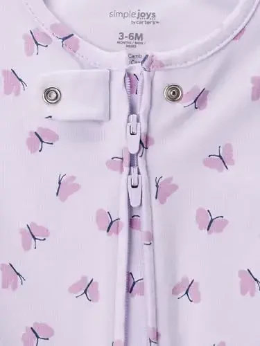 Simple Joys by Carter's Baby Girls' Cotton Footed Sleep and Play, Pack of 2 - 3