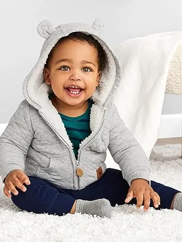 Simple Joys by Carter's Baby Sherpa Liningli Başlıklı Kazak Ceket - 3