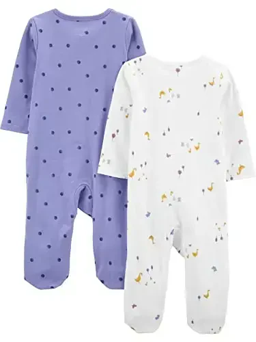 Simple Joys by Carter's Baby Girls' Cotton Footed Sleep and Play, Pack of 2 - Modazone (1)