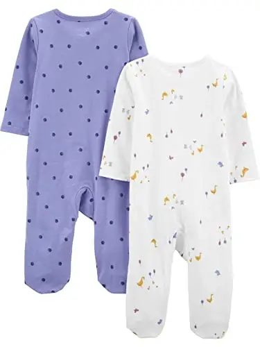 Simple Joys by Carter's Baby Girls' Cotton Footed Sleep and Play, Pack of 2 - CARTER'S SIMPLE JOYS - PRIVATE LABEL (1)