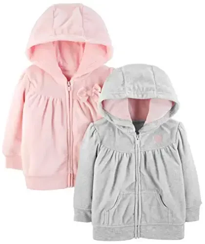 Simple Joys by Carter's Girls' 2-Pack Fleece Full Zip Hoodies - 2