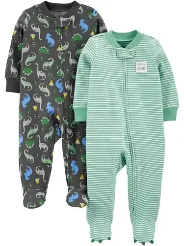 Simple Joys от Carter's Baby Boys' 2-Way Zip Thermal Footed Sleep and Play, Pack of 2 