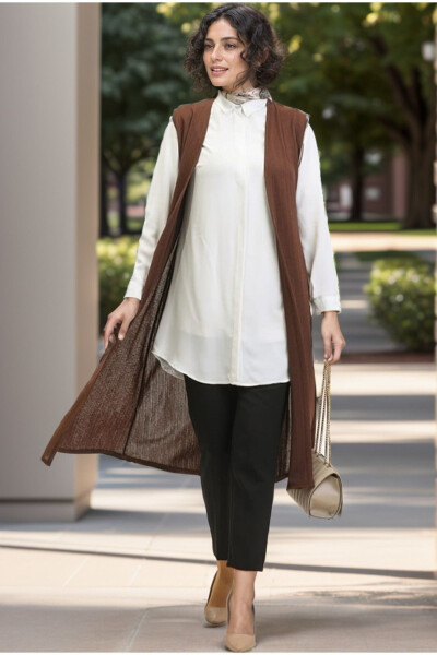 Simple Long Cardigan, Plus Size Vest, Mom Vest - 4