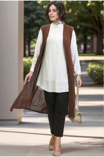 Simple Long Cardigan, Plus Size Vest, Mom Vest - RESPİRO
