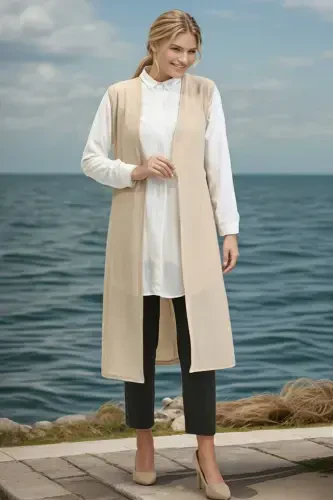 Simple Long Summer Vest Spring Breathable Loose Vest, Plus Size Vest Mom Vest - RESPİRO (1)