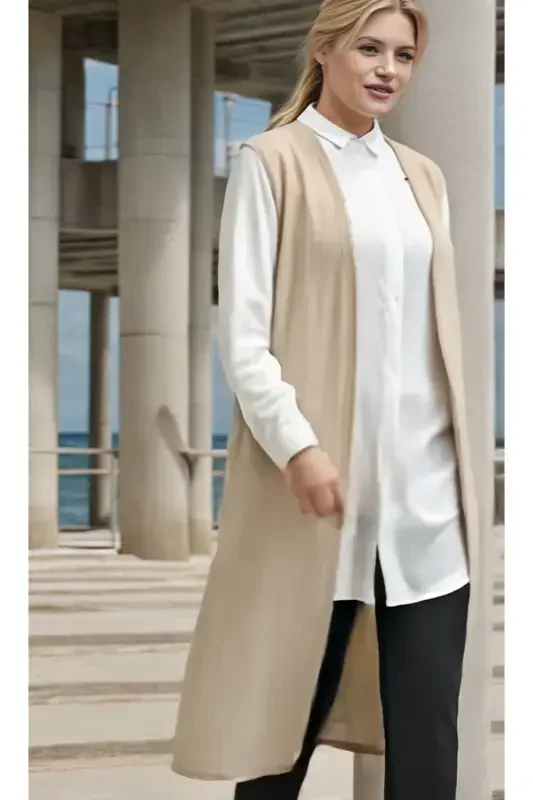 Simple Long Summer Vest Spring Breathable Loose Vest, Plus Size Vest Mom Vest - 3