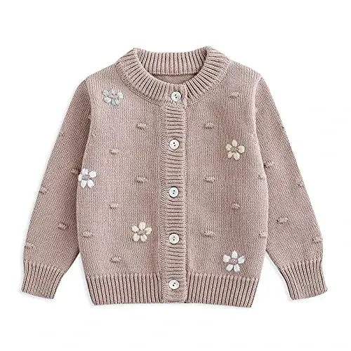 Simplee kids Baby Girl Thin Sweater Solid White Pink Cardigans for Toddler 0-3Years 