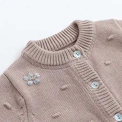 Simplee kids Baby Girl Thin Sweater Solid White Pink Cardigans for Toddler 0-3Years - 3