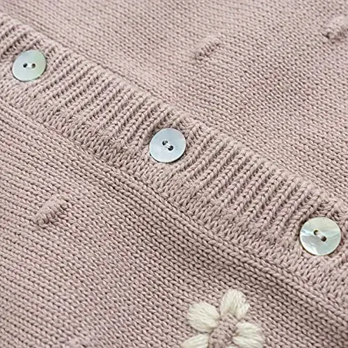 Simplee kids Baby Girl Thin Sweater Solid White Pink Cardigans for Toddler 0-3Years - 4