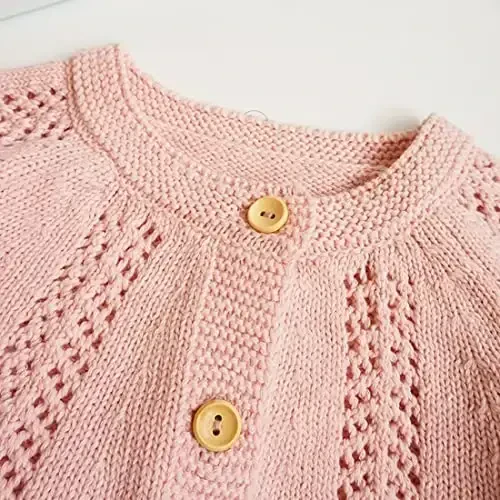 Simplee kids Baby Girl Thin Sweater Solid White Pink Cardigans for Toddler 0-3Years - 5