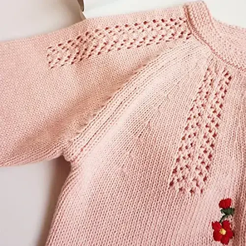 Simplee kids Baby Girl Thin Sweater Solid White Pink Cardigans for Toddler 0-3Years - 6