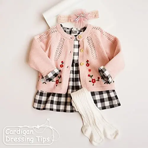 Simplee kids Baby Girl Thin Sweater Solid White Pink Cardigans for Toddler 0-3Years - 4