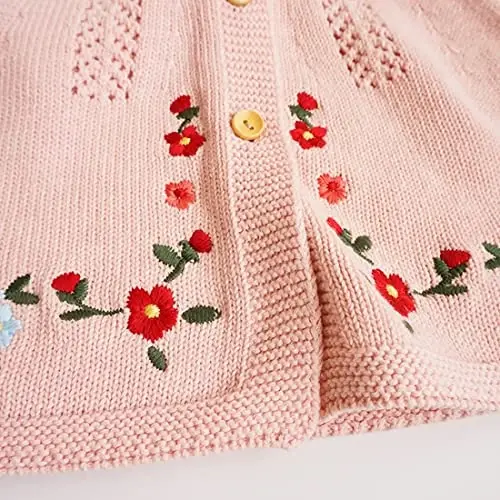 Simplee kids Baby Girl Thin Sweater Solid White Pink Cardigans for Toddler 0-3Years - 7