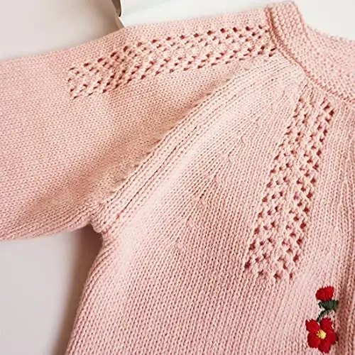 Simplee kids Baby Girl Thin Sweater Solid White Pink Cardigans for Toddler 0-3Years - 6