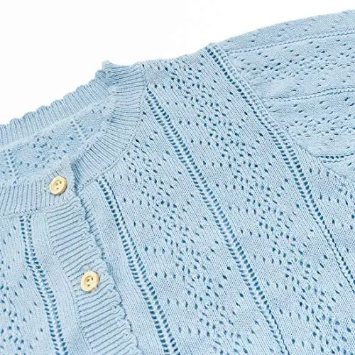 Simplee kids Baby Girl Thin Sweater Solid White Pink Cardigans for Toddler 0-3Years - 4