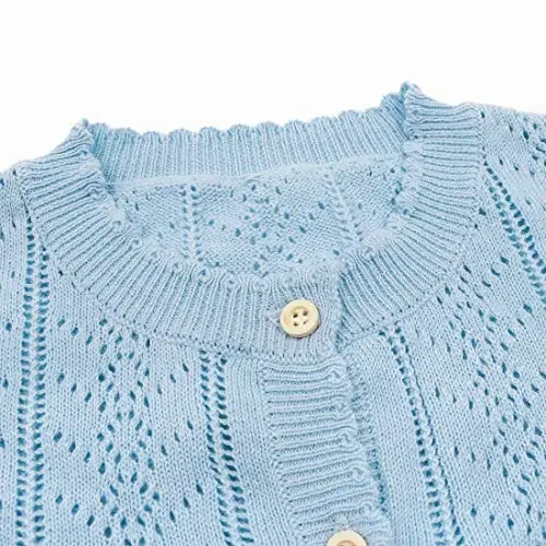 Simplee kids Baby Girl Thin Sweater Solid White Pink Cardigans for Toddler 0-3Years - 3