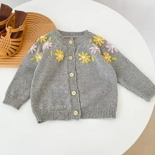 Simplee kids Baby Girl Thin Sweater Solid White Pink Cardigans for Toddler 0-3Years - 2