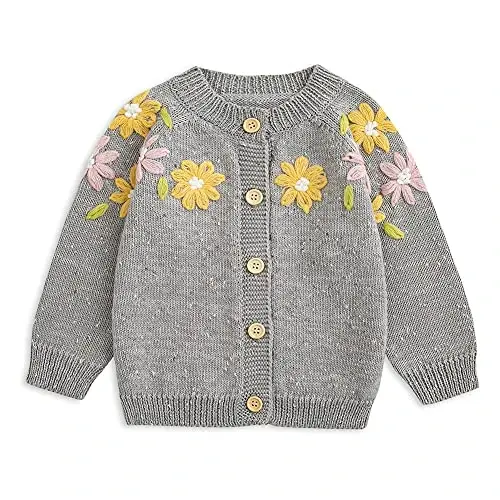 Simplee kids Baby Girl Thin Sweater Solid White Pink Cardigans for Toddler 0-3Years - 1