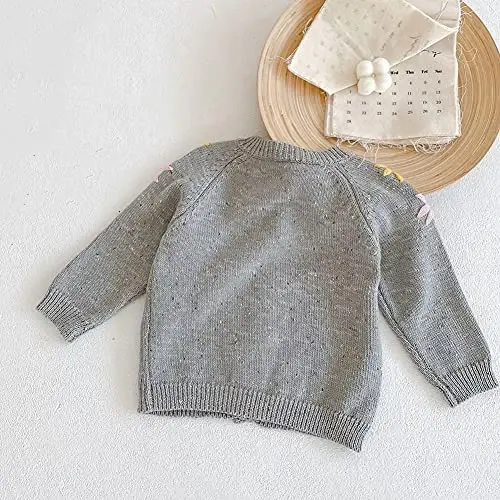 Simplee kids Baby Girl Thin Sweater Solid White Pink Cardigans for Toddler 0-3Years - 3