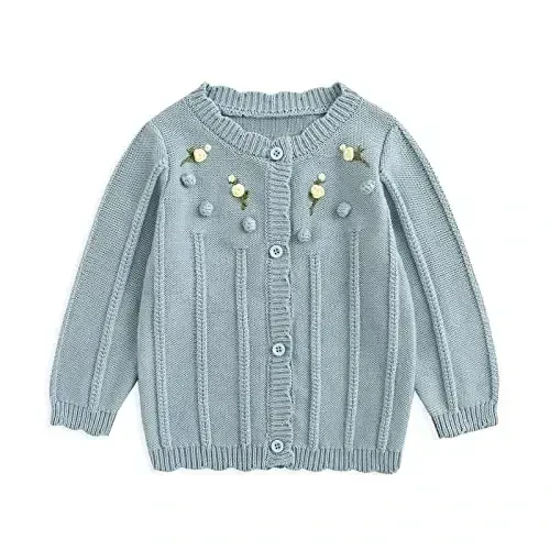 Simplee kids Baby Girl Thin Sweater Solid White Pink Cardigans for Toddler 0-3Years 