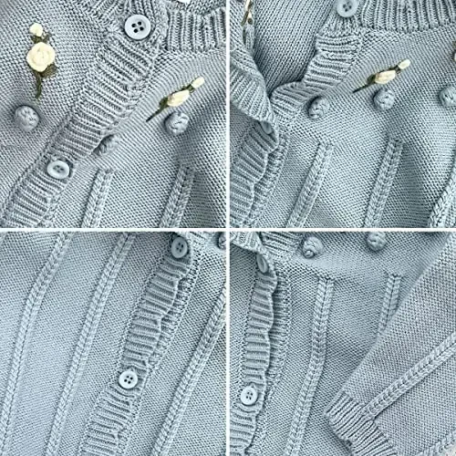 Simplee kids Baby Girl Thin Sweater Solid White Pink Cardigans for Toddler 0-3Years - 6