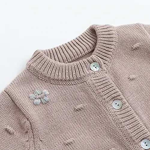 Simplee kids Baby Girl Thin Sweater Solid White Pink Cardigans for Toddler 0-3Years - 3
