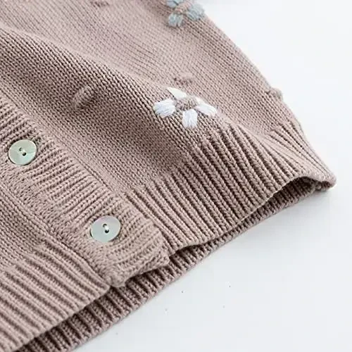Simplee kids Baby Girl Thin Sweater Solid White Pink Cardigans for Toddler 0-3Years - 5