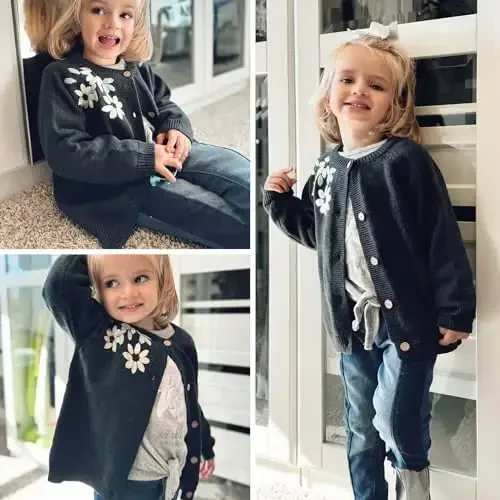 Simplee kids Baby Girl Thin Sweater Solid White Pink Cardigans for Toddler 0-3Years - 3