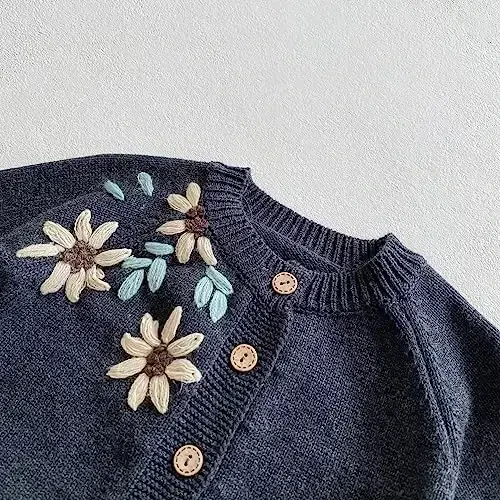 Simplee kids Baby Girl Thin Sweater Solid White Pink Cardigans for Toddler 0-3Years - 5