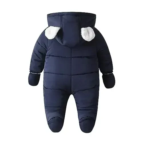 Simplee kids Baby Infant Boys Girls Snowsuit Winter Hooded Footed Warm Jumpsuit Outerwear with Gloves for 3-24 Months - 2