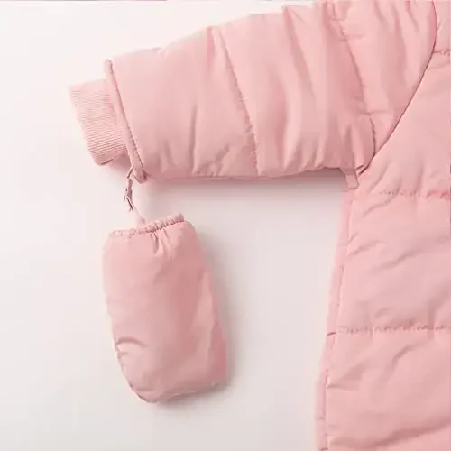 Simplee kids Baby Infant Boys Girls Snowsuit Winter Hooded Footed Warm Jumpsuit Outerwear with Gloves for 3-24 Months - 3
