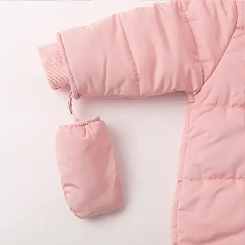 Simplee kids Baby Infant Boys Girls Snowsuit Winter Hooded Footed Warm Jumpsuit Outerwear with Gloves for 3-24 Months - 3
