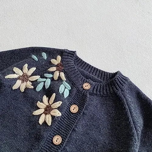 Simplee kids Baby Girl Thin Sweater Solid White Pink Cardigans for Toddler 0-3Years - 5