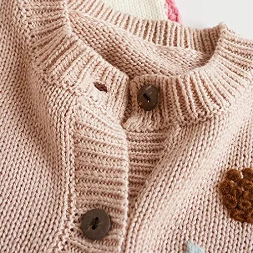 Simplee kids Baby Girl Thin Sweater Solid White Pink Cardigans for Toddler 0-3Years - 4
