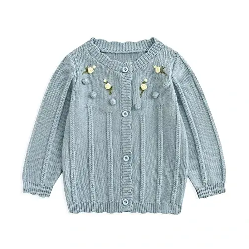 Simplee kids Baby Girl Thin Sweater Solid White Pink Cardigans for Toddler 0-3Years - 1