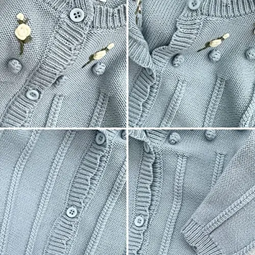 Simplee kids Baby Girl Thin Sweater Solid White Pink Cardigans for Toddler 0-3Years - 6