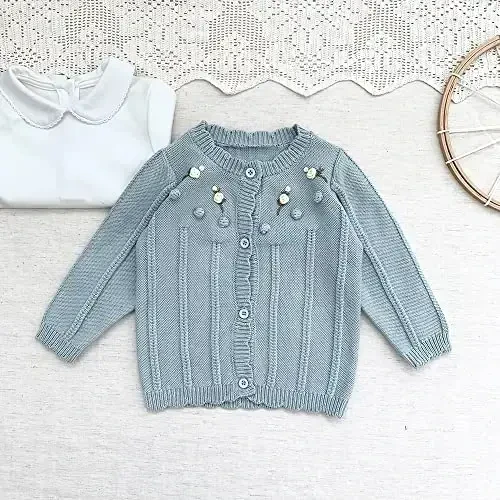 Simplee kids Baby Girl Thin Sweater Solid White Pink Cardigans for Toddler 0-3Years - 4