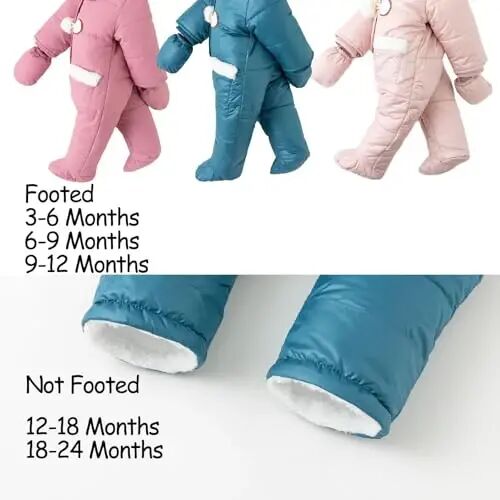 Simplee kids Unisex Baby Footed Winter Snowsuit | Soft and Warm Fabric,Windproof with Gloves,Winter Snow Outfits for Indoor or Outerwear,for Infant and Little Newborns - 6