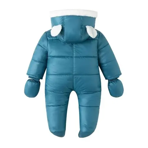 Simplee kids Unisex Baby Footed Winter Snowsuit | Soft and Warm Fabric,Windproof with Gloves,Winter Snow Outfits for Indoor or Outerwear,for Infant and Little Newborns - 2