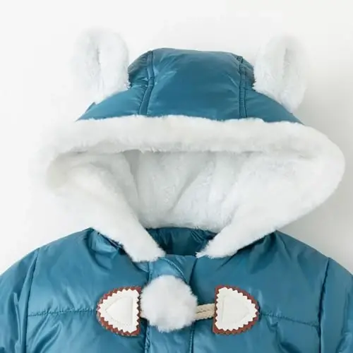 Simplee kids Unisex Baby Footed Winter Snowsuit | Soft and Warm Fabric,Windproof with Gloves,Winter Snow Outfits for Indoor or Outerwear,for Infant and Little Newborns - 3