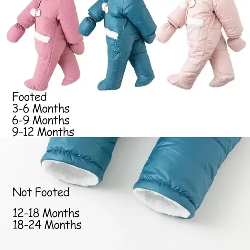Simplee kids Unisex Baby Footed Winter Snowsuit | Soft and Warm Fabric,Windproof with Gloves,Winter Snow Outfits for Indoor or Outerwear,for Infant and Little Newborns - 6