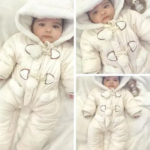 Simplee kids Unisex Baby Footed Winter Snowsuit | Soft and Warm Fabric,Windproof with Gloves,Winter Snow Outfits for Indoor or Outerwear,for Infant and Little Newborns - 3