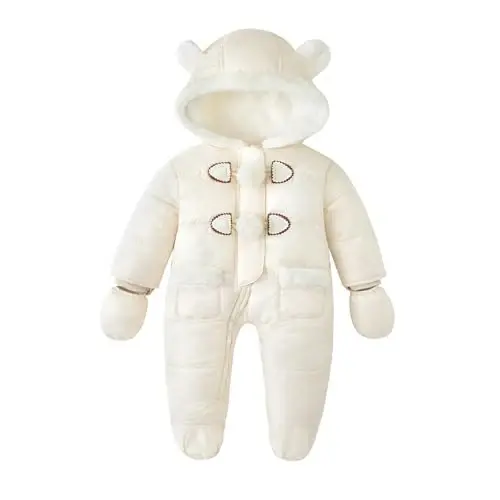 Simplee kids Unisex Baby Footed Winter Snowsuit | Soft and Warm Fabric,Windproof with Gloves,Winter Snow Outfits for Indoor or Outerwear,for Infant and Little Newborns - 1