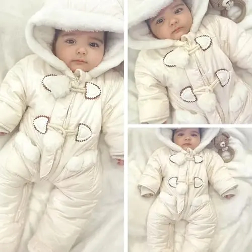 Simplee kids Unisex Baby Footed Winter Snowsuit | Soft and Warm Fabric,Windproof with Gloves,Winter Snow Outfits for Indoor or Outerwear,for Infant and Little Newborns - 3