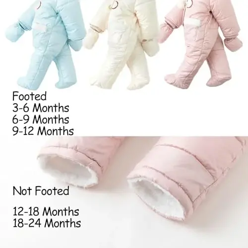 Simplee kids Unisex Baby Footed Winter Snowsuit | Soft and Warm Fabric,Windproof with Gloves,Winter Snow Outfits for Indoor or Outerwear,for Infant and Little Newborns - 6