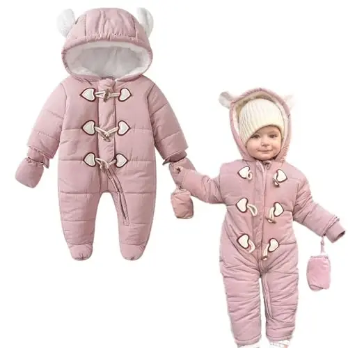 Simplee kids Unisex Baby Footed Winter Snowsuit | Soft and Warm Fabric,Windproof with Gloves,Winter Snow Outfits for Indoor or Outerwear,for Infant and Little Newborns - SIMPLEE (1)