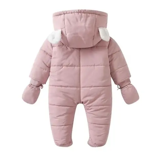Simplee kids Unisex Baby Footed Winter Snowsuit | Soft and Warm Fabric,Windproof with Gloves,Winter Snow Outfits for Indoor or Outerwear,for Infant and Little Newborns - 3