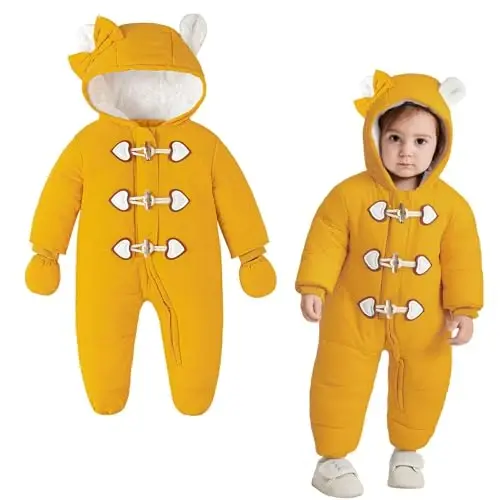 Simplee kids Unisex Baby Footed Winter Snowsuit | Soft and Warm Fabric,Windproof with Gloves,Winter Snow Outfits for Indoor or Outerwear,for Infant and Little Newborns - SIMPLEE (1)